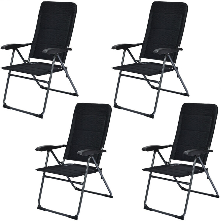 Set of 4 Patio Folding Chairs with Adjustable Backrest-BlackCostway Gallery View 5 of 12