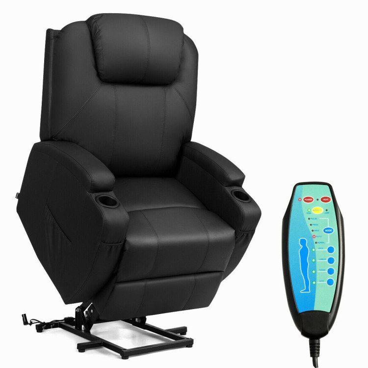 Power Lift Recliner Chair with Massage and Heat for Elderly with Remote Control-BlackCostway Gallery View 7 of 12