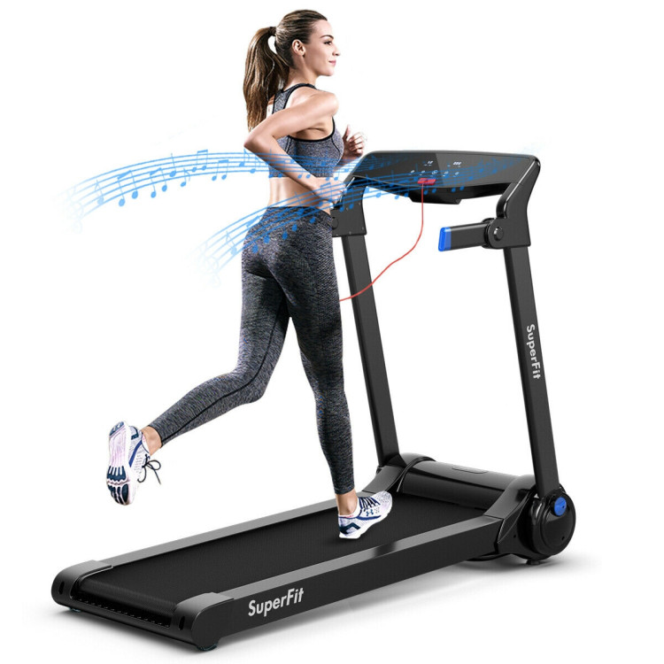 3HP Electric Folding Treadmill with Bluetooth Speaker-BlueCostway Gallery View 7 of 12