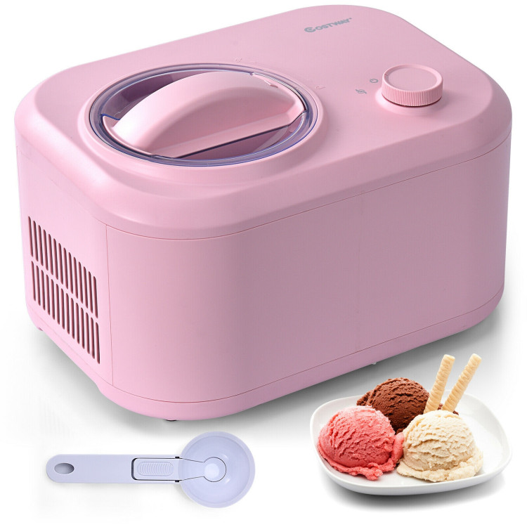 1.1 QT Ice Cream Maker Automatic Frozen Dessert Machine with Spoon-Pink -  Appliances - Kitchen Appliances - Small Appliances - Ice Crushers & Shavers  - - Costway