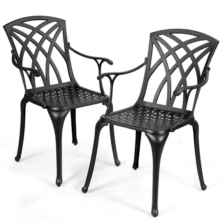 2 Pieces Durable Aluminum Dining Chairs Set with ArmrestsCostway Gallery View 4 of 9