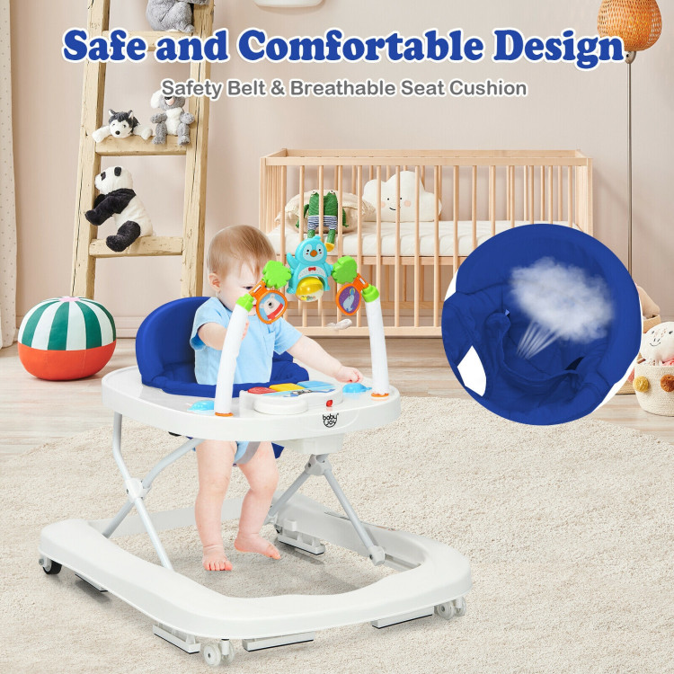 2-in-1 Foldable Baby Walker with Adjustable Heights-BlueCostway Gallery View 2 of 12