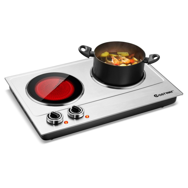 1800W Stainless Steel Infrared Cooktop with Non-slipping Feet and Adjustable TemperatureCostway Gallery View 8 of 13
