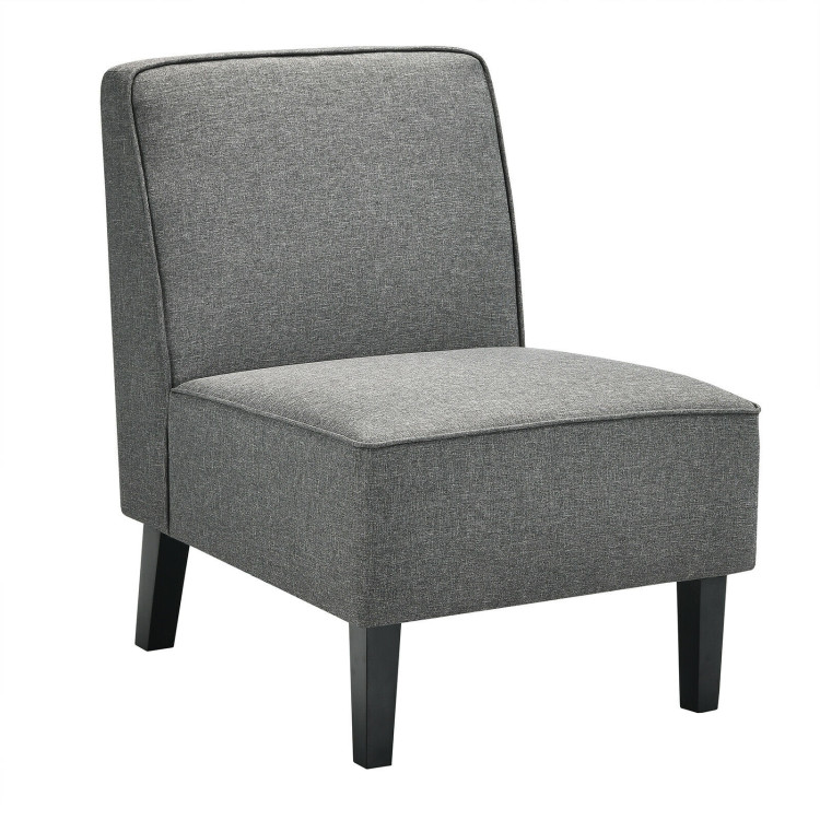 Single Fabric Modern Armless Accent  Sofa Chair with Rubber Wood Legs -GrayCostway Gallery View 1 of 12