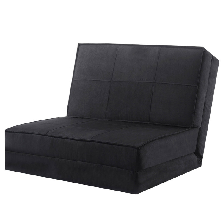 Convertible Lounger Folding Sofa Sleeper Bed-BlackCostway Gallery View 4 of 11