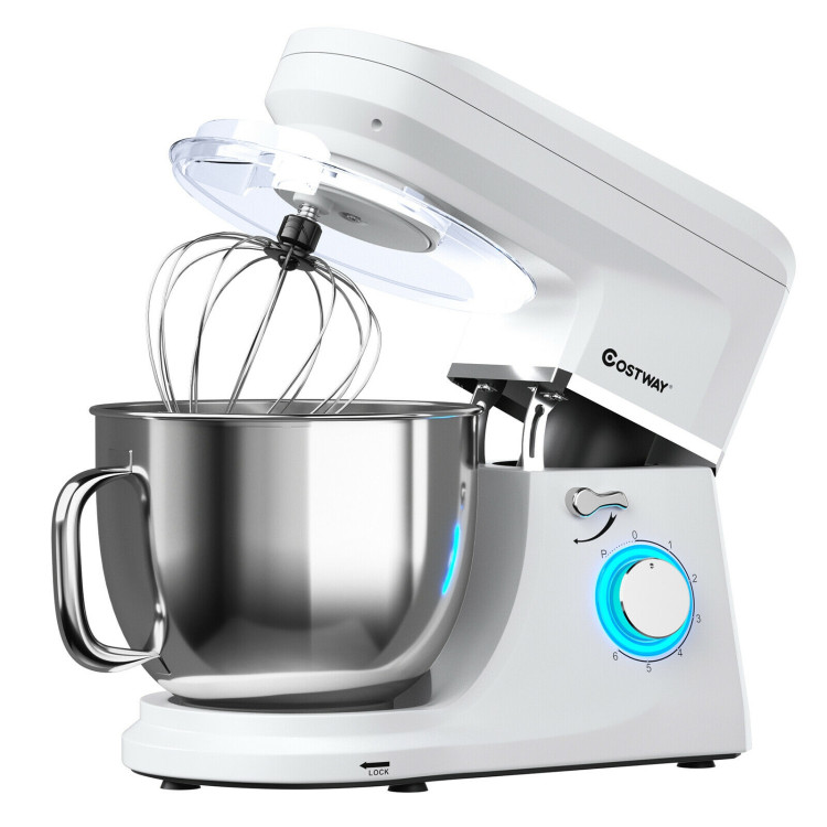 7.5 QT Tilt-Head Stand Mixer 6 Speed 660W with Dough Hook Beater -WhiteCostway Gallery View 3 of 12