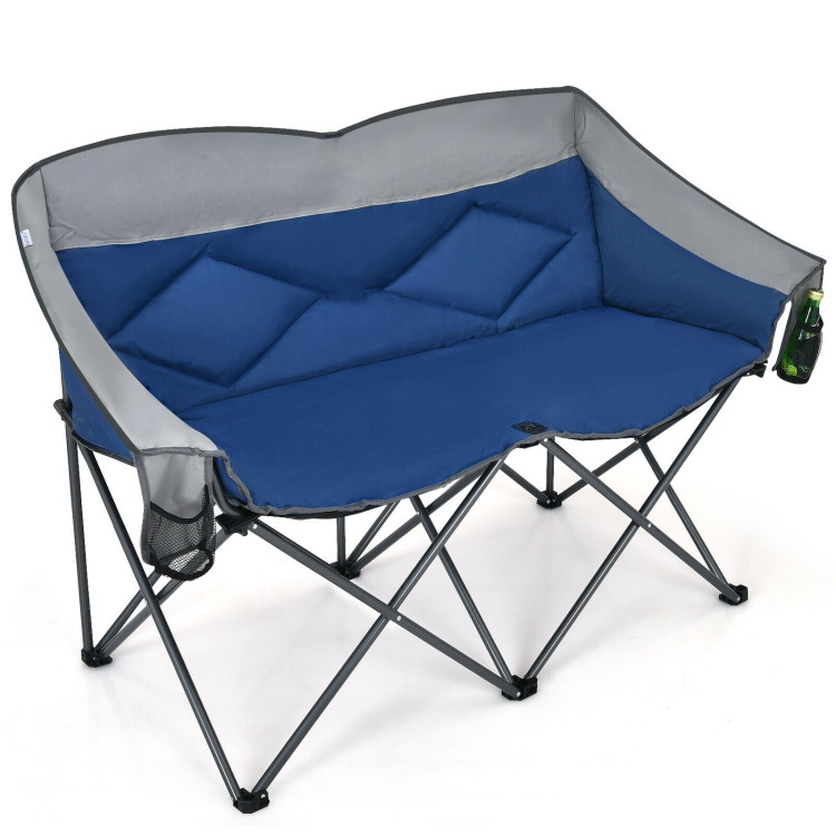 Folding Camping Chair with Bags and Padded Backrest-BlueCostway Gallery View 1 of 11