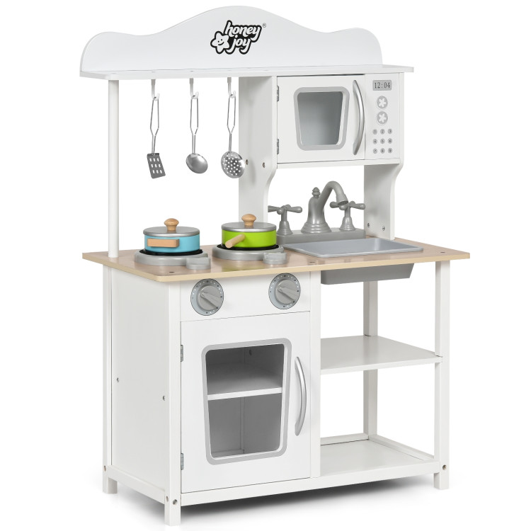 Wooden Pretend Play Kitchen Set for Kids with Accessories and SinkCostway Gallery View 1 of 12