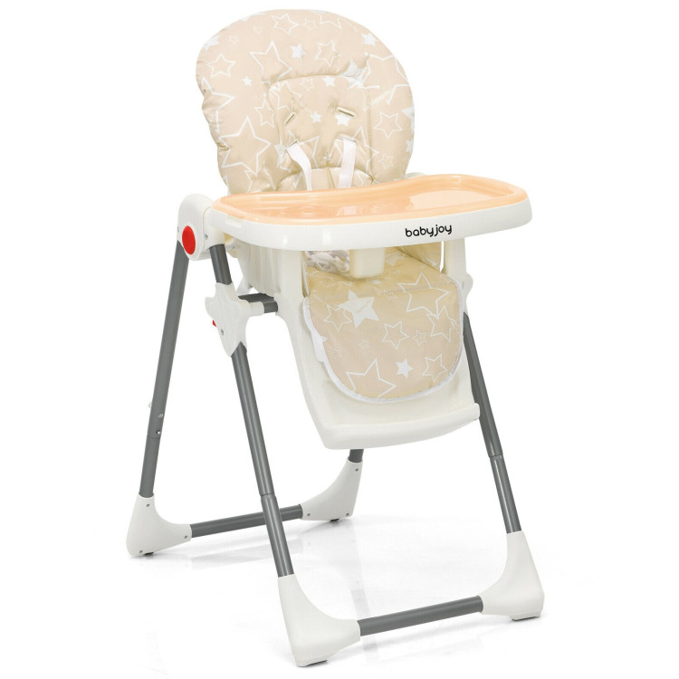Folding Baby High Dining Chair with 6-Level Height Adjustment-BeigeCostway Gallery View 1 of 12