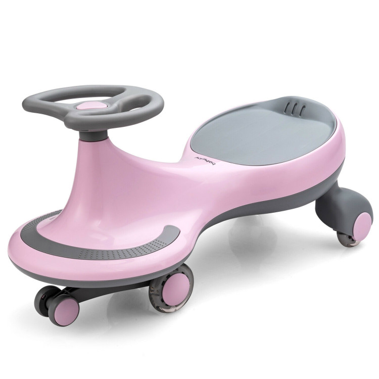 Wiggle Car Ride-on Toy with Flashing Wheels-PinkCostway Gallery View 2 of 12