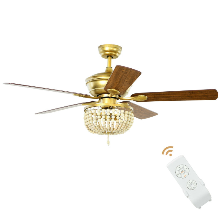 52 Inch Retro Ceiling Fan Light with Reversible Blades Remote Control-GoldenCostway Gallery View 3 of 12
