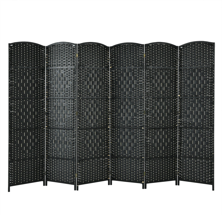 6.5Ft 6-Panel Weave Folding Fiber Room Divider Screen-BlackCostway Gallery View 1 of 12