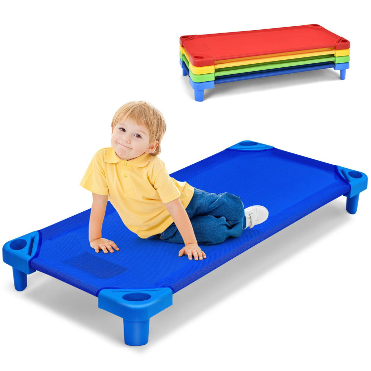 Pack of 4 Colorful Kids Stackable Naptime CotCostway Gallery View 3 of 12