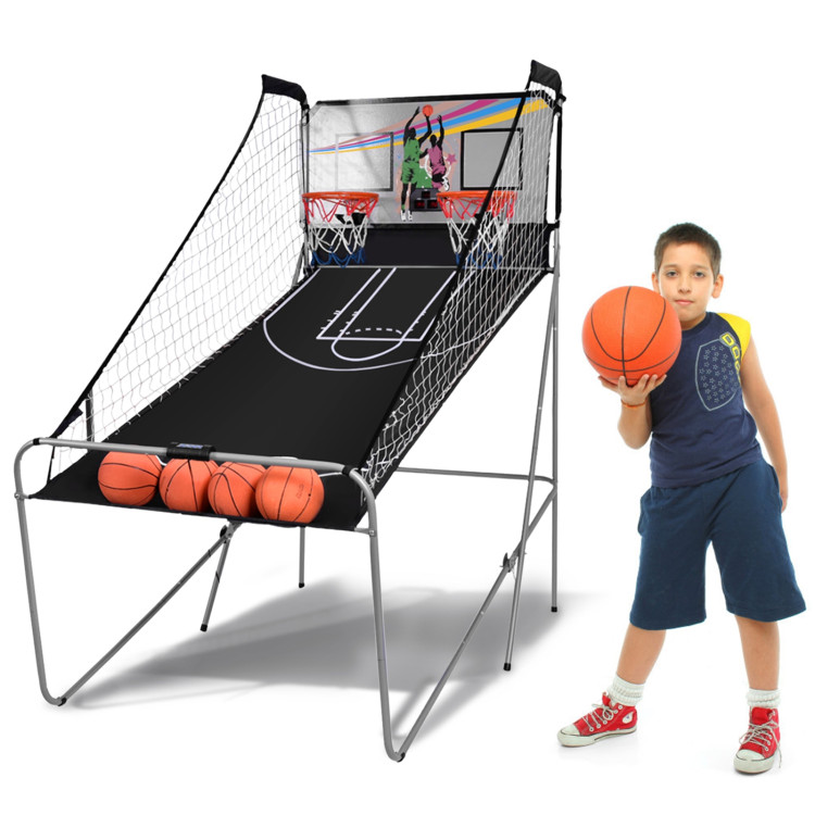 Indoor Double Electronic Basketball Game with 4 BallsCostway Gallery View 8 of 13