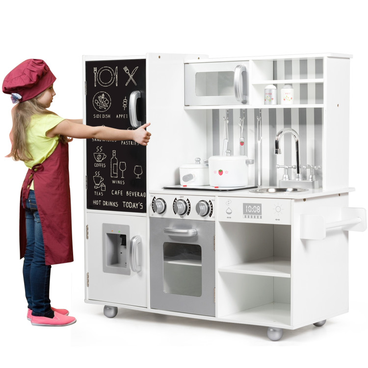 Wooden Pretend Play Kitchen Sets with Simulated SoundCostway Gallery View 13 of 14