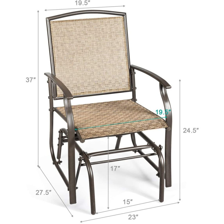 2 Pieces Patio Swing Single Glider Chair Rocking SeatingCostway Gallery View 4 of 13