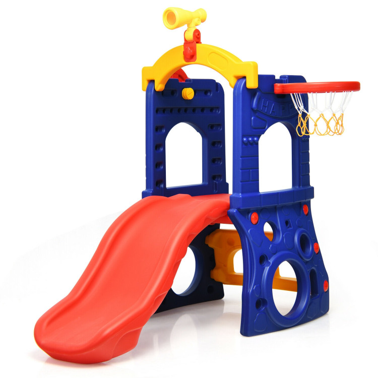 6-in-1 Freestanding Kids Slide with Basketball Hoop and Ring TossCostway Gallery View 8 of 12