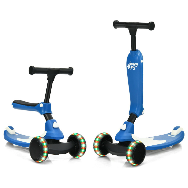 2-in-1 Kids Kick Scooter with Flash Wheels for Girls and Boys from 1.5 to 6 Years Old-BlueCostway Gallery View 3 of 10