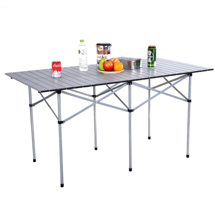 Aluminum Roll Up Folding Camping Rectangle Picnic TableCostway Gallery View 3 of 13