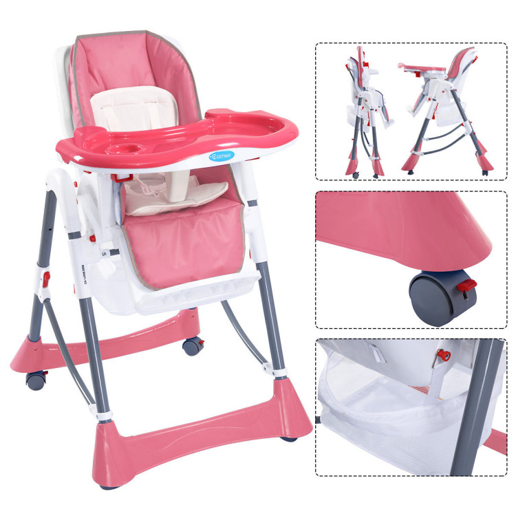 Portable Folding Baby High Chair Toddler Feeding Seat-orangeCostway Gallery View 1 of 24