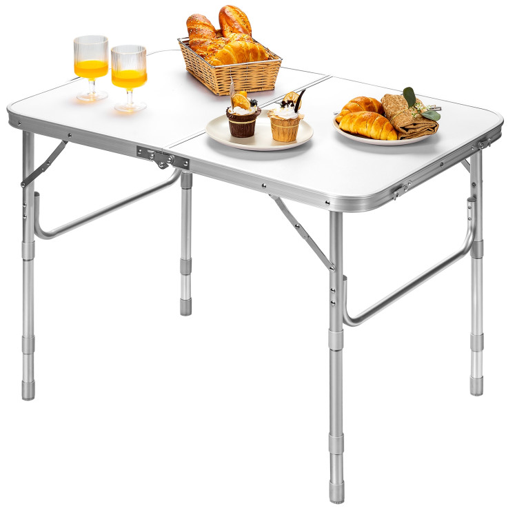 Adjustable Portable Aluminum Patio Folding Camping Table for Outdoor and IndoorCostway Gallery View 5 of 12