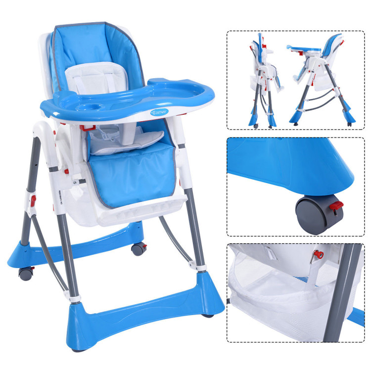 Portable Folding Baby High Chair Toddler Feeding Seat-orangeCostway Gallery View 9 of 24