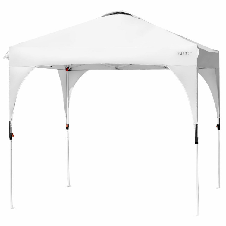 8 x 8 Feet Outdoor Pop Up Tent Canopy Camping Sun Shelter with Roller Bag-WhiteCostway Gallery View 7 of 12