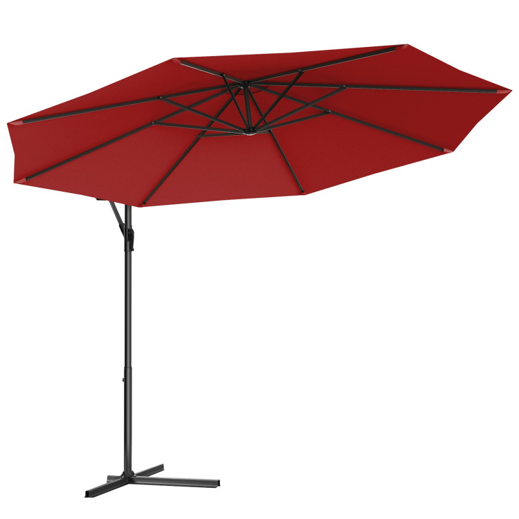 10 Feet Patio Outdoor Sunshade Hanging Umbrella without Weight BaseCostway Gallery View 13 of 40