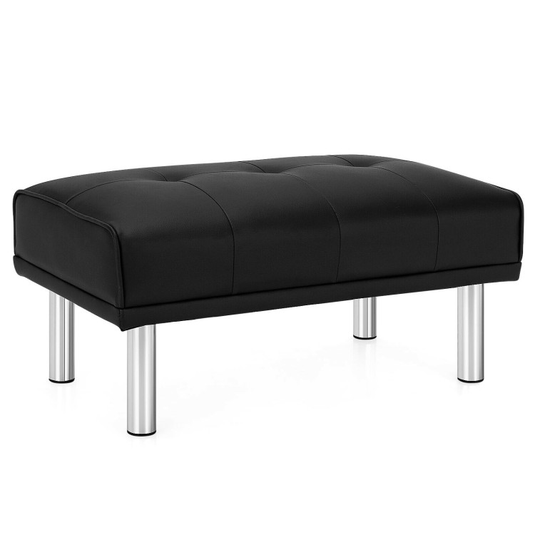 Rectangle Tufted Ottoman with Stainless Steel Legs for Living Room-BlackCostway Gallery View 1 of 12