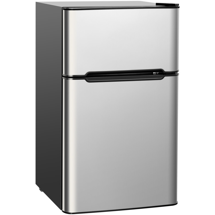 3.2 cu ft. Compact Stainless Steel Refrigerator-GrayCostway Gallery View 1 of 14