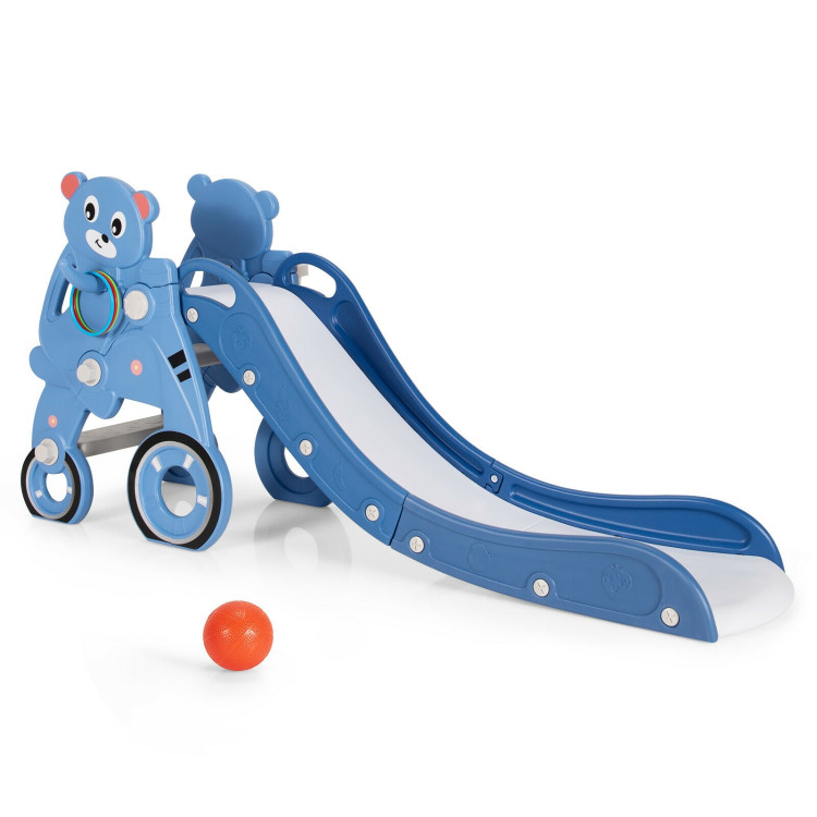 4-in-1 Foldable Baby Slide Toddler Climber Slide PlaySet with Ball-BlueCostway Gallery View 1 of 12