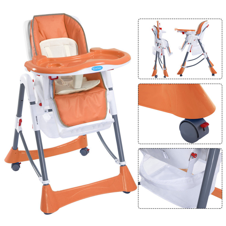 Portable Folding Baby High Chair Toddler Feeding Seat-orangeCostway Gallery View 17 of 24