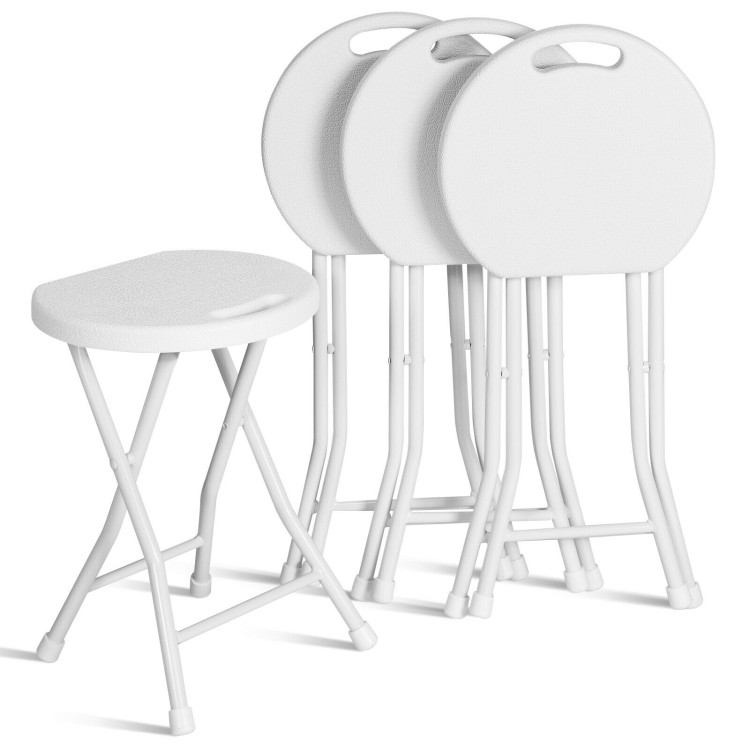 Set of 4 18 Inch Collapsible Round Stools with HandleCostway Gallery View 1 of 12