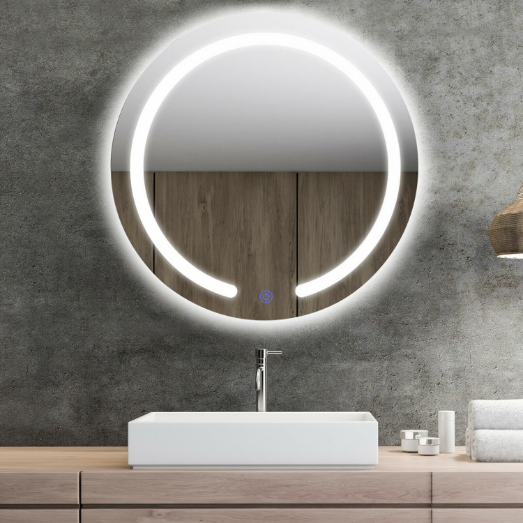 20 Inch LED Touch Button Wall Mount Bathroom Round MirrorCostway Gallery View 2 of 11