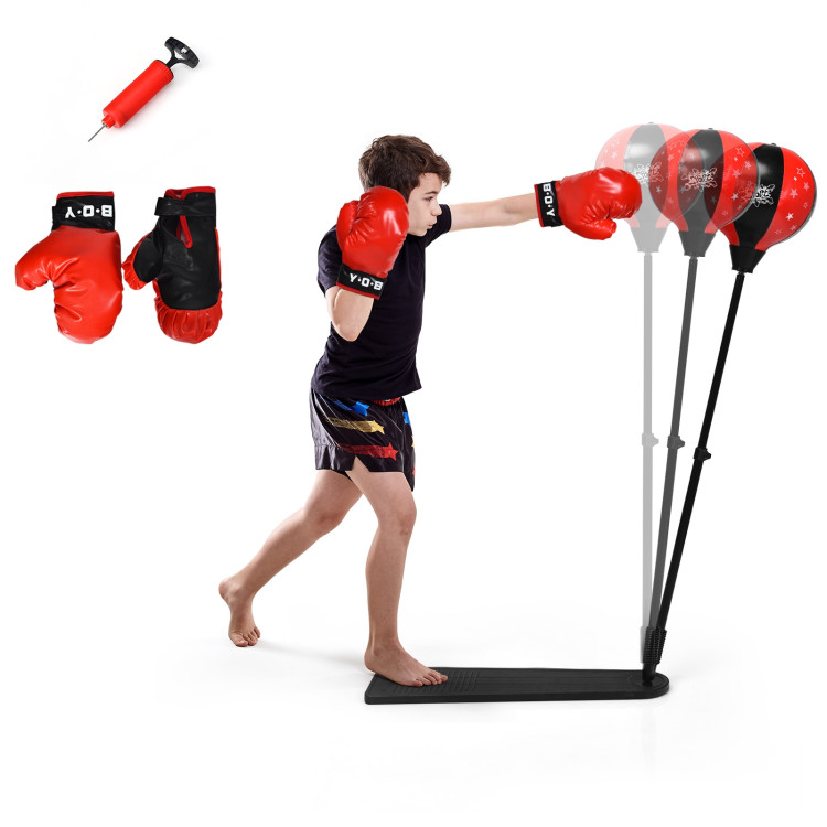 Kids Punching Bag with Adjustable Stand and Boxing GlovesCostway Gallery View 7 of 12