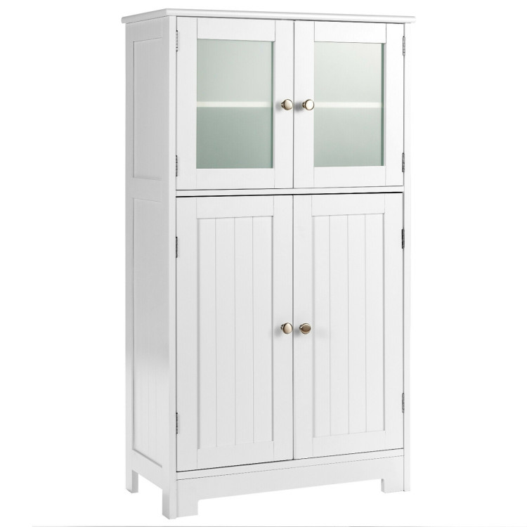 Bathroom Floor Storage Locker Kitchen Cabinet with Doors and Adjustable Shelf-WhiteCostway Gallery View 1 of 13