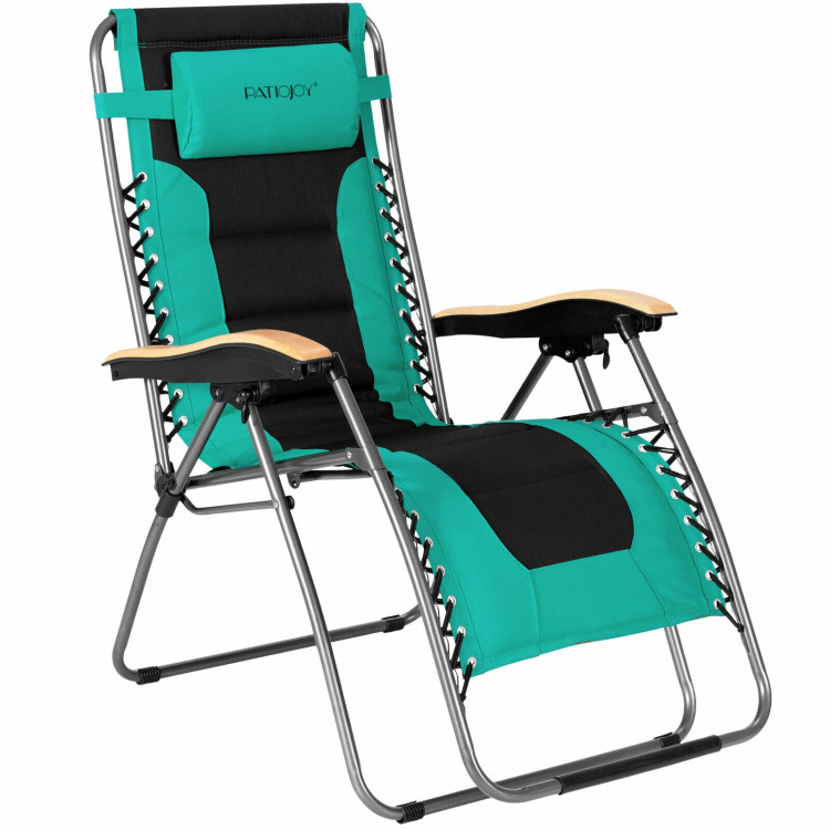 Oversize Folding Adjustable Padded Zero Gravity Lounge Chair-TurquoiseCostway Gallery View 3 of 12