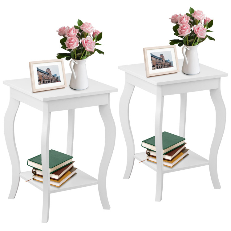 Set of 2 Accent Side Tables with ShelfCostway Gallery View 3 of 10