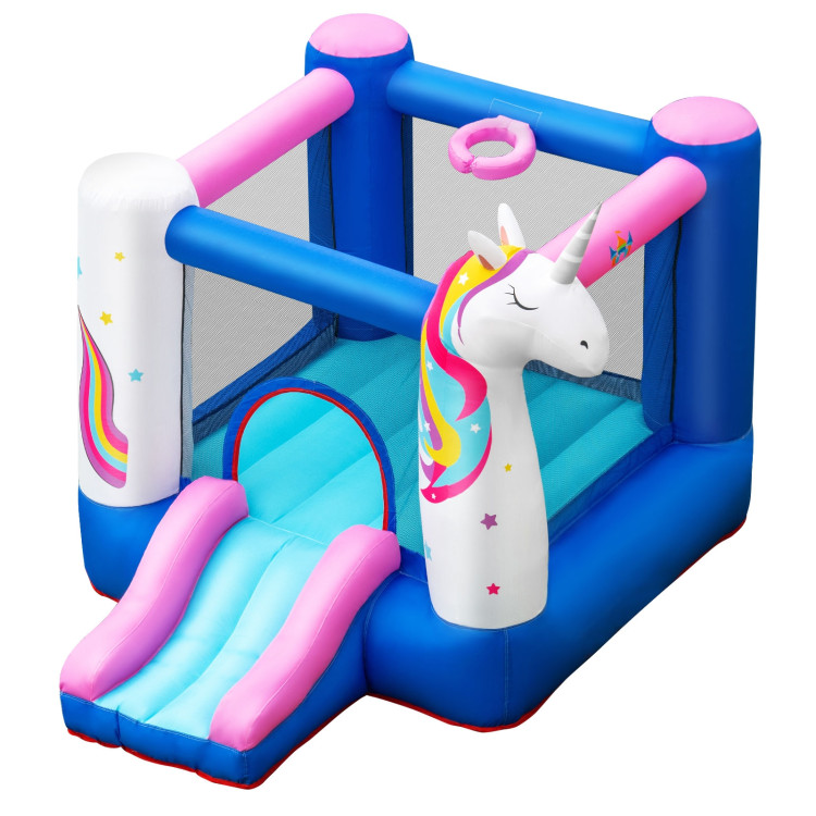 Inflatable Slide Bouncer with Basketball Hoop for Kids Without BlowerCostway Gallery View 9 of 12