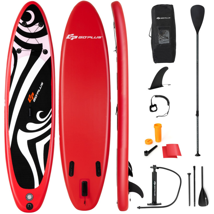 10' Inflatable Stand up Adjustable Fin Paddle Surfboard with BagCostway Gallery View 3 of 12