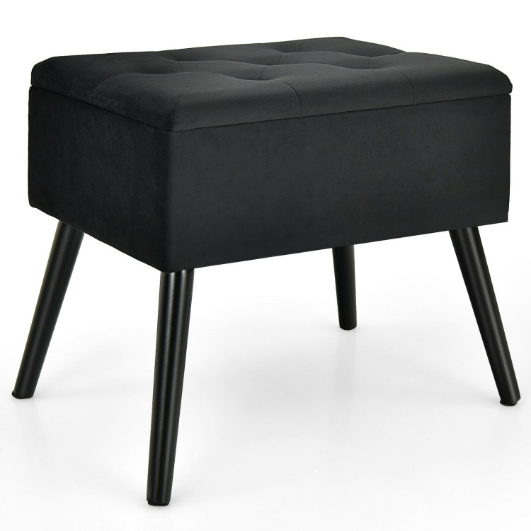 Velvet Storage Ottoman with Solid Wood Legs for Living Room BedroomCostway Gallery View 1 of 12