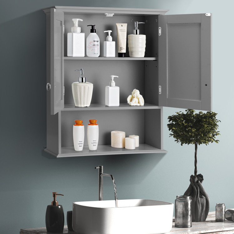 Wall Mount Bathroom Storage Cabinet -Gray - Gallery View 3 of 13