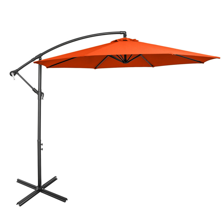 10 Feet Offset Umbrella with 8 Ribs Cantilever and Cross Base - Gallery View 1 of 12