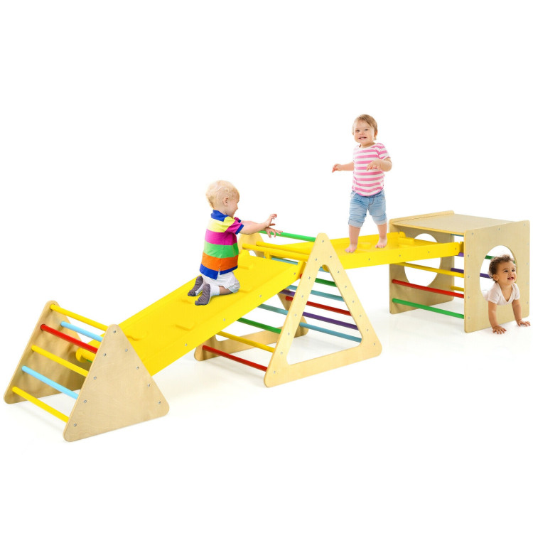 5-in-1 Toddling Kids Climbing Triangle and Cube Playing SetCostway Gallery View 8 of 12