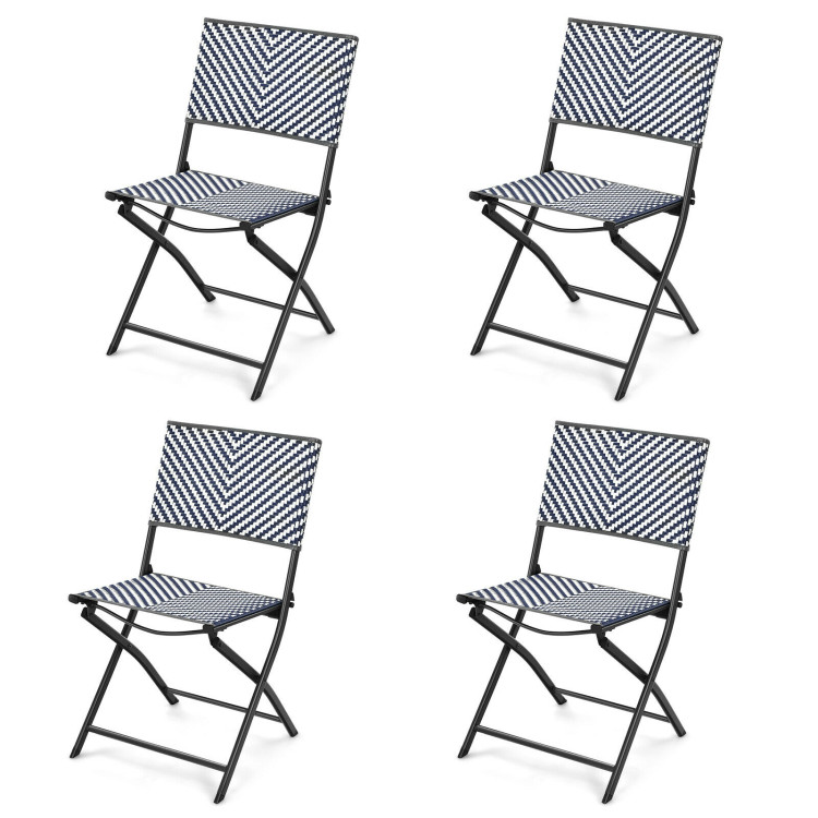 Set of 4 Patio Folding Rattan Dining Chairs for Camping and GardenCostway Gallery View 3 of 13