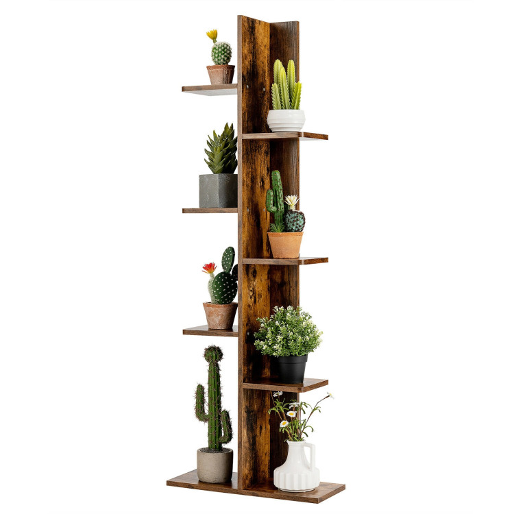 7-Tier Wooden Bookshelf with 8 Open Well-Arranged Shelves-BrownCostway Gallery View 10 of 11