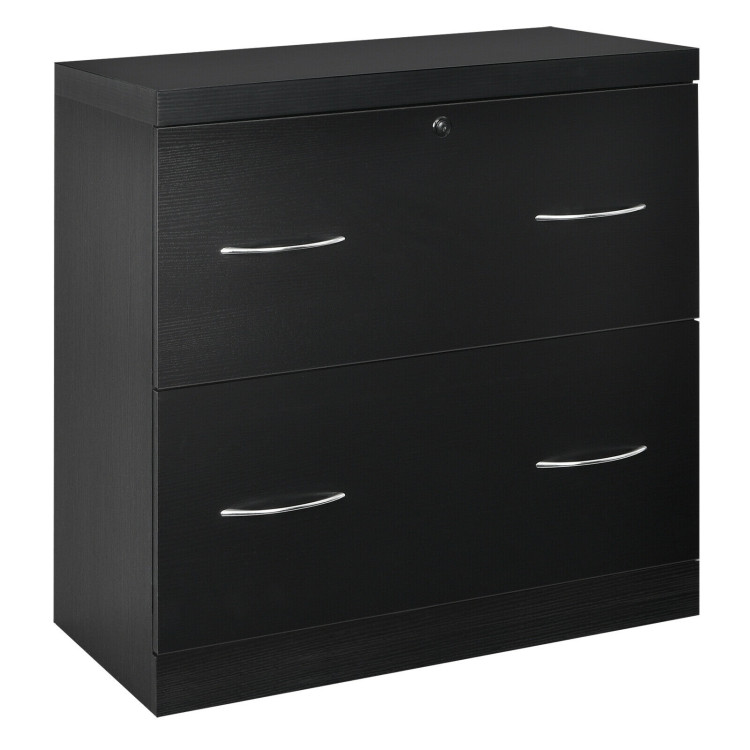 2-Drawer File Cabinet with Lock Hinging Bar Letter and Legal Size-BlackCostway Gallery View 3 of 12