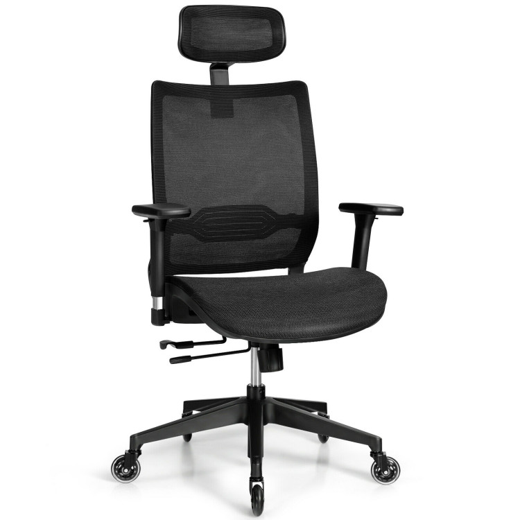 Adjustable Mesh Computer Chair with Sliding Seat and Lumbar Support-BlackCostway Gallery View 1 of 12