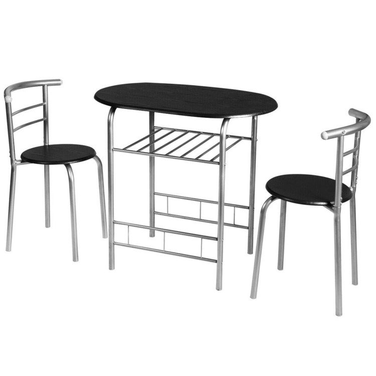 3 pcs Home Kitchen Bistro Pub Dining Table 2 Chairs Set- SilverCostway Gallery View 4 of 14