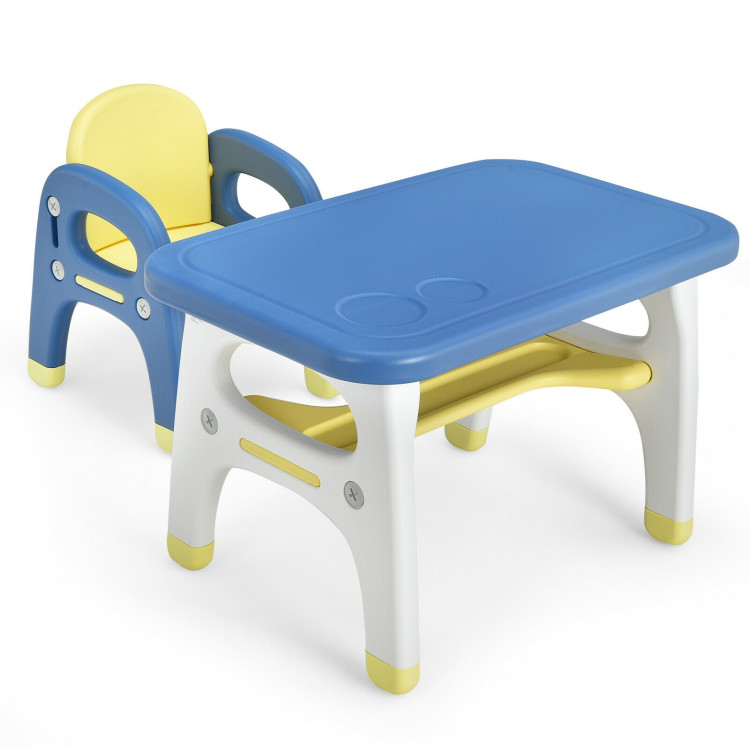 Kids Activity Table and Chair Set with Montessori Toys for Preschool and Kindergarten-BlueCostway Gallery View 1 of 12